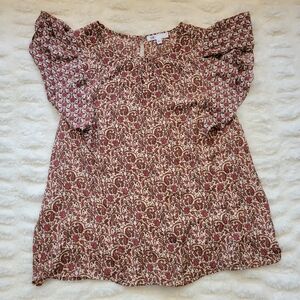 DR2 Women's Blouse - Red and White Floral